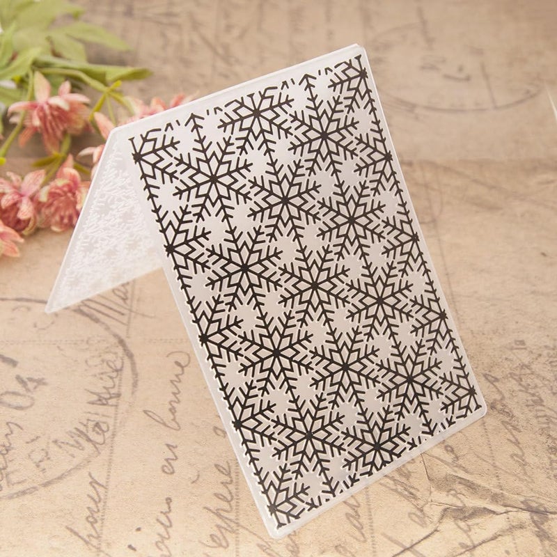 FUGUT 3-D Embossing Folder for Card Making - Plastic Textured Template for DIY Scrapbooking, Paper Crafting and Handmade Art Supplies (3D Snowflake Background 5.8 x 4.1 in) - Image 1